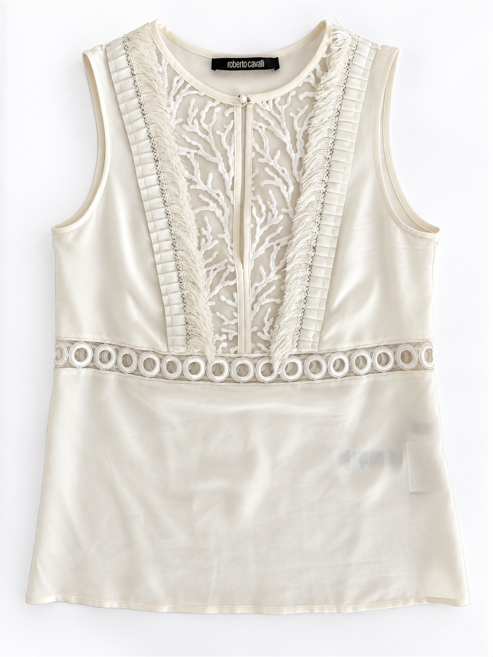 Roberto Cavalli Vintage Ivory Coral Reef Lace Silk Top 6